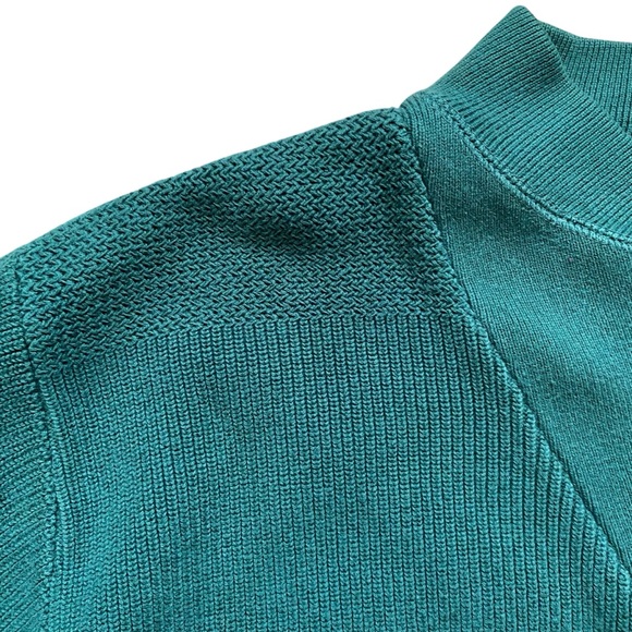 Lands End VTG Knit Fisherman Sweater Mens XL Hunter Green Cotton Henley Heavy - Picture 6 of 9
